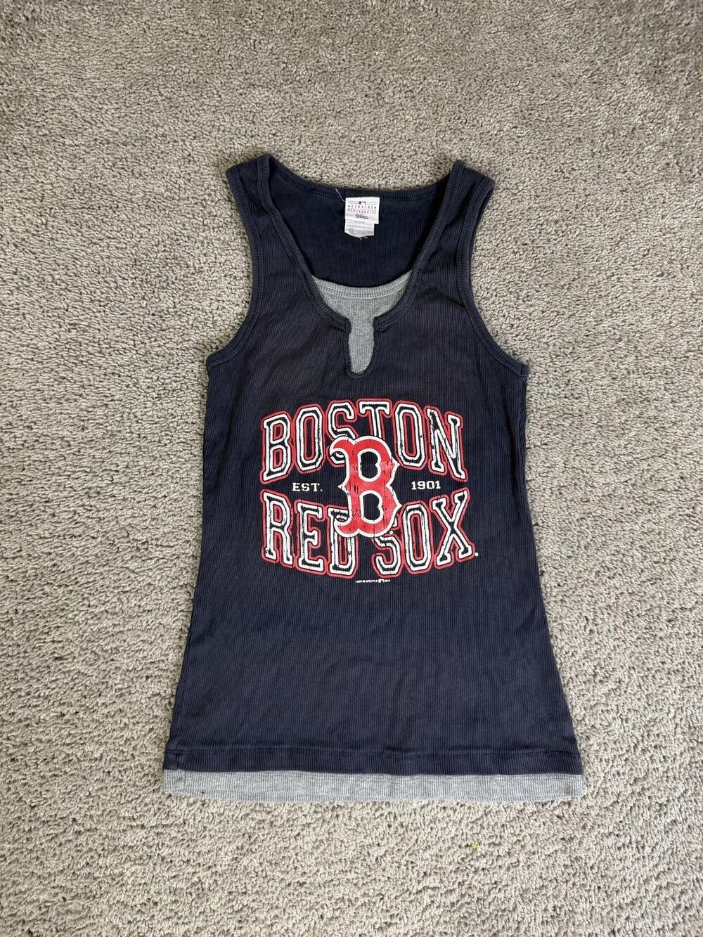 Boston Red Sox Shirt Girls XL Blue MLB Baseball Ribbed Tank Genuine Merchandise